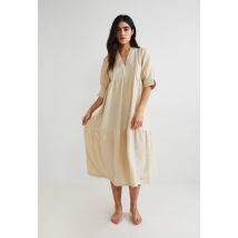 Robe midi ample unie en lin - Beige clair - 46 - Femme - Monoprix Premium