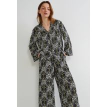 Pyjama col v et pantalon large, certifié ecovero - Noir - S - Femme - Monoprix Lingerie