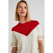 Pull manches courtes contenant de la viscose ecovero, certifié eokotex - Rouge - S - Femme - Monoprix