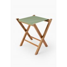 Tabouret pliant, 40xh46cm, en bois d'acacia et coton - Vert - Unique - Monoprix