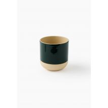 Sans Marque - Cache pot bicolore, 13x13.4cm, en grès, fabriqué au portugal - Vert foncé - Unique