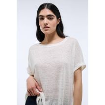 T-shirt col rond en lin jersey - Beige Ecru - XL - Femme - Monoprix Premium