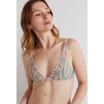 Soutien-gorge triangle foulard aude en tulle imprimé, certifié oeko-tex - Beige Ecru - 95D - Femme - Monoprix Femme