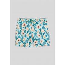 Short de bain imprimé fleur en polyester recyclé, certifié oeko-tex - Bleu clair - M - Homme - Monoprix Homme