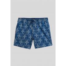 Short de bain imprimé géométrique en polyester recyclé, certifié oeko-tex - Bleu foncé - S - Homme - Monoprix Homme