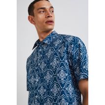 Chemise manches courtes col cuba, certifiée gots - Bleu foncé - S - Homme - Monoprix Homme