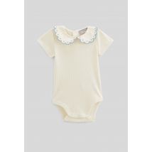 Bout'chou - Body manches courtes à col brodé - Beige Ecru - 12 mois - Bébé