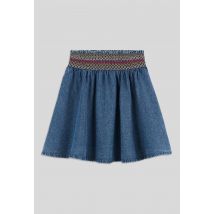Jupe à smocks en coton - Bleu foncé - 14 ans - Enfant - Monoprix