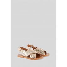 Sandales croisées tressées en cuir - Or - 33 - Enfant - Monoprix Premium