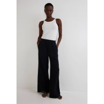 Pantalon de plage en double gaze de coton bio gots - Noir - S - Femme - Monoprix