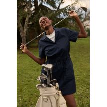 Sport - Robe de golf à manches courtes en coton - Bleu foncé - S - Femme