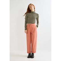 Pantalon droit en coton - Orange - S - Femme - Monoprix