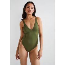 Maillot de bain 1 pièce rose, matière recyclée - Vert foncé - 44 - Femme - Monoprix