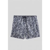 Short de bain à imprimé en polyester recyclé - Bleu foncé - L - Homme - Monoprix