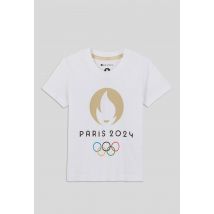 Marque Nationale - T-shirt manches courtes sous licence paris 2024 en coton bio - Blanc - 10 ans - Enfant