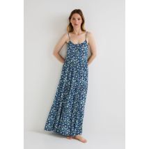 Chemise de nuit longue fines bretelles imprimée - Vert - L - Femme - Monoprix Lingerie