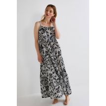 Chemise de nuit longue fines bretelles imprimée en coton bio - Beige clair - M - Femme - Monoprix Lingerie