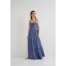 Chemise de nuit longue fines bretelles imprimée - Bleu - M - Femme - Monoprix Lingerie