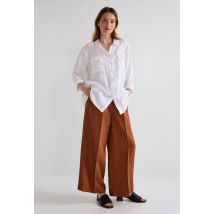 Pantalon large uni contenant du lin - Brun - 44 - Femme - Monoprix Femme