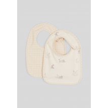 Bout'chou - Lot de 2 bavoirs éponge imprimés en coton bio - Beige Ecru - Unique - Bébé