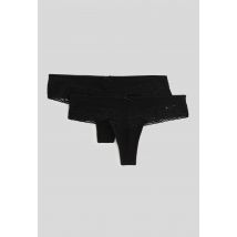 Lot de 2 tangas emma en coton bio gots - Noir - S - Femme - Monoprix