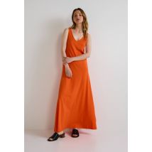 Robe longue unie en coton bio gots - Orange - XS - Femme - Monoprix