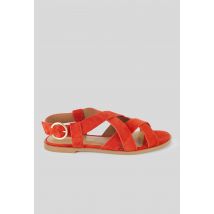 Sandales en cuir à brides croisées - Orange - 36 - Femme - Monoprix Premium