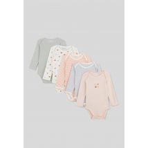 Bout'chou - Lot de 5 bodies manches longues imprimés en coton bio - Rose - 9 mois - Bébé