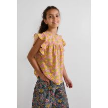 Blouse imprimée made with liberty fabric, en voile de coton - Multicolore - 3-4 ans - Enfant Fille - Monoprix Createurs