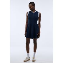 Sport - Robe polo sans manches unie en coton bio - Bleu foncé - L - Femme