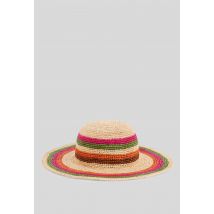 Capeline à rayures multicolore en raphia - Beige clair - Unique - Femme - Monoprix Premium
