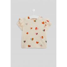 Bout'chou - T-shirt manches courtes col rond imprimé en coton bio - Beige - 6 mois - Bébé