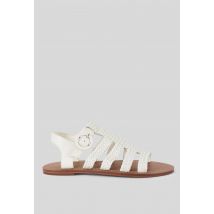 Sandales tressées en cuir - Beige Ecru - 40 - Femme - Monoprix Premium