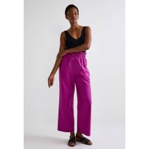 Pantalon taille élastiquée en coton bio - Rose foncé - L - Femme - Monoprix Femme