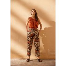 Pantalon ceinturé en lin et lyocell - Noir - 40 - Femme - Monoprix Femme