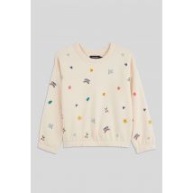 Sweat brodé contenant du coton bio - Beige clair - 3 ans - Enfant - Monoprix
