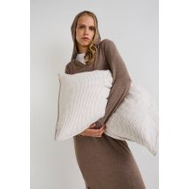 Chemise de nuit longue avec capuche unie - Beige - M - Femme - Monoprix