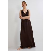 Robe à bretelles unie - Brun foncé - S - Femme - Monoprix