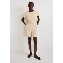 Short uni élastiqué - Beige clair - S - Femme - Monoprix