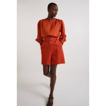 Short uni élastiqué - Orange foncé - S - Femme - Monoprix