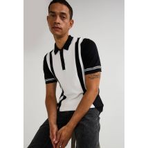 Pull col polo manches courtes en coton - Noir - S - Homme - Monoprix
