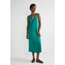 Robe débardeur unie en lin et coton - Vert foncé - S - Femme - Monoprix