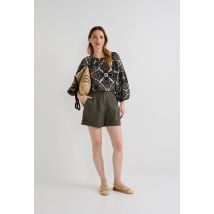 Blouse manches chauve-souris imprimée - Beige clair - S - Femme - Monoprix