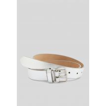 Ceinture 3 cm en cuir - Gris argent - 95 - Femme - Monoprix Premium