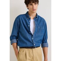 Chemise jean en coton bio gots - Bleu - S - Homme - Monoprix