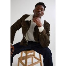 Veste col sherpa en velours de coton - Brun foncé - S - Homme - Monoprix