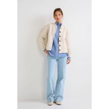 Cardigan boutonné en molleton - Beige Ecru - S - Femme - Monoprix
