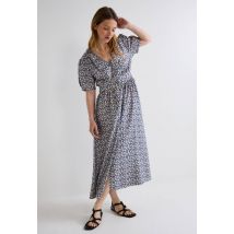 Robe cintrée imprimée - Bleu - 46 - Femme - Monoprix