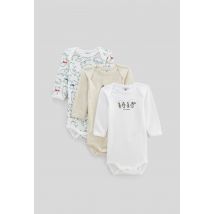 Petit Bateau - Lot de 3 bodies manches longues petit bateau imprimé - Beige Ecru - 12 mois - Bébé