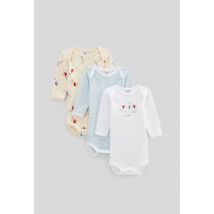 Petit Bateau - Lot de 3 bodies manches longues à imprimé - Beige Ecru - 18 mois - Bébé